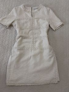 white tweed shift dress