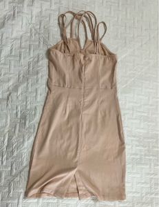 Chic Beige Strappy Mini Dress