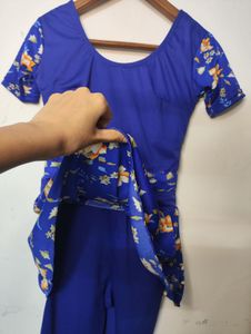 Blue Floral Swimsuit with Shorts