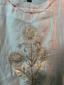 Light Blue Embroidered Kurta