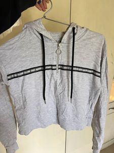 Westside - Gray Cropped Hoodie with Zipper - Size