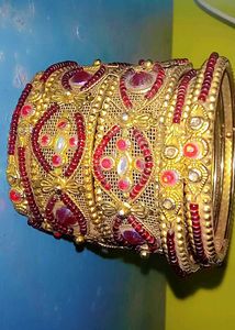 Gold and Red Stone Bangle Set 2