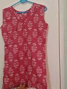 Pink Floral Block Print Kurta