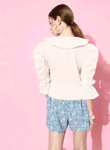 White Textured Puff Sleeve Top