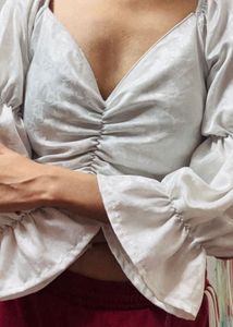 Padded Ruched Off-Shoulder Crop Top