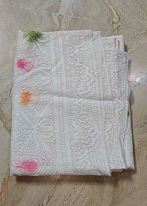 Beautiful White Net Floral Double bed Bedsheet