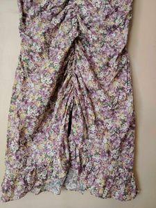 Floral Print Ruched Mini Summer Dress