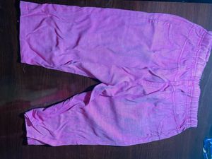 Pink Cotton Blend Palazzo Pants
