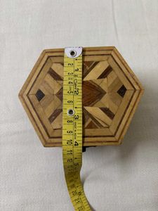 Vintage Hexagonal Wooden Jewelry Box