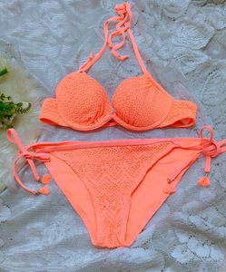 Coral Crochet Bikini Set