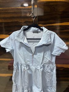 Light Blue Denim Tiered Dress