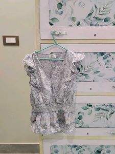 Chic Floral Print Smocked Waist Top