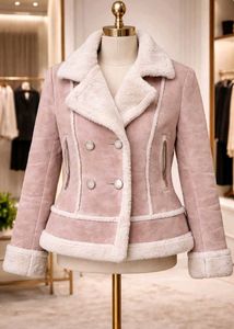Pink Faux Fur Trim Jacket
