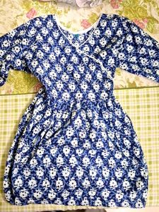 Bohemian Blue Floral Wrap Dress