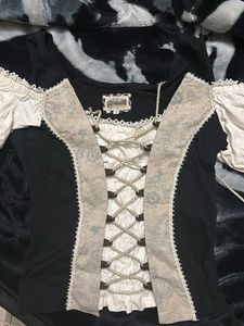 Bohemian Lace-up Corset Blouse