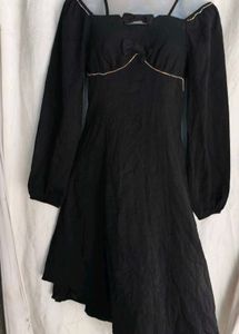 Chic Black Mini Dress with Bow Detail