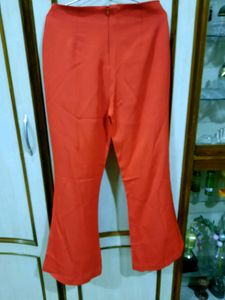 High-Waisted Flared Orange Pants