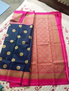 Blue &amp; Pink Lightwaight Silk Saree