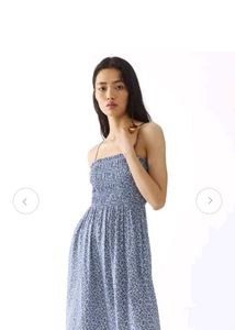 Blue Floral Smocked Dress