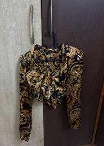 Nefs Finds paisley Print Tie-Front Crop Top