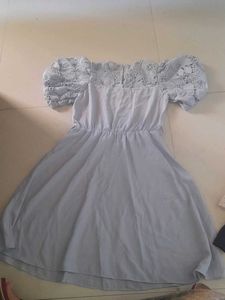 Sky blue lace pattern frock