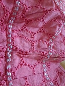 Pretty pink cutwork cloth frock 7 to 10 yr girls