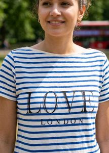 Blue & White Striped "Love London" T-Shirt