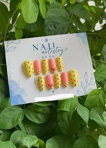 Sunny Bow Polka Dot Handmade Press-On Nails