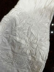 White Kurta Set with Floral Print