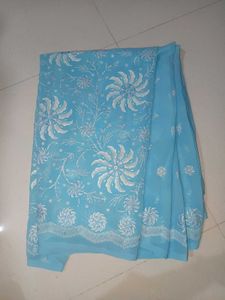 Beautiful Blue Embroidered Saree