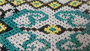 Exquisite Beaded Handbag with Geometric Pattern