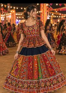 Embellished Peplum Lehenga Choli Set
