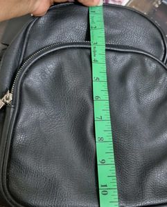 Black Faux Leather Mini Backpack