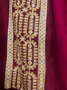 Elegant Maroon Embroidered Fabric