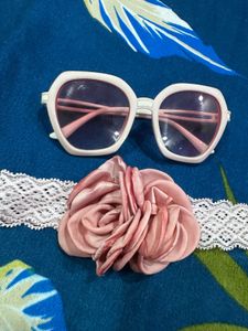Pink Sunglasses &amp; Flower Headband for baby girl