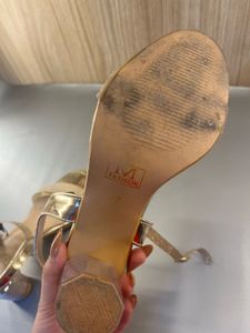 Sparkling Gold Wedge Sandals