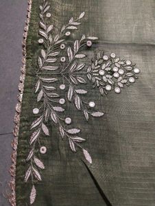 Elegant heavy  Saree 2 shade of green