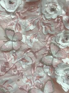 Peach Flower &amp; Butterfly Tulle Gown