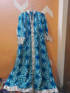 Elegant Blue & White Ethnic Gown