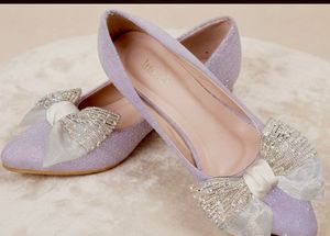 Beautiful Cindrella Lavender Glitter Bow Heels