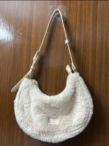 Cream Fuzzy Hobo Bag