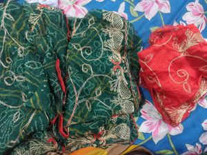 Embroidery bandhini saree with blouse piece