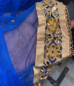 Royal Blue Net Dupatta with Embellishments