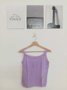 Lavender Lace Trim Tank Top