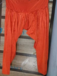 Orange Kurta Set with Embellished Border