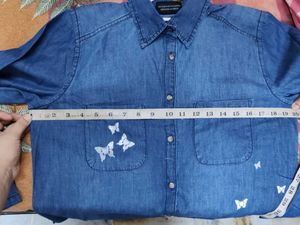 Denim Shirt with Butterfly Print