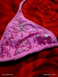 Pink Beaded Bikini Top