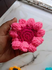 Handmade Crochet Sunflower Hair Clip