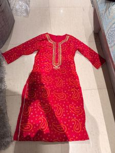 Red Paisley Print Kurta