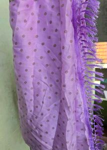 Lavender saree with stiched blouse
